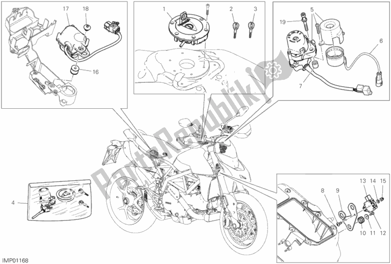 Toutes les pièces pour le 12d - Appareils électriques du Ducati Hypermotard 950 USA 2019